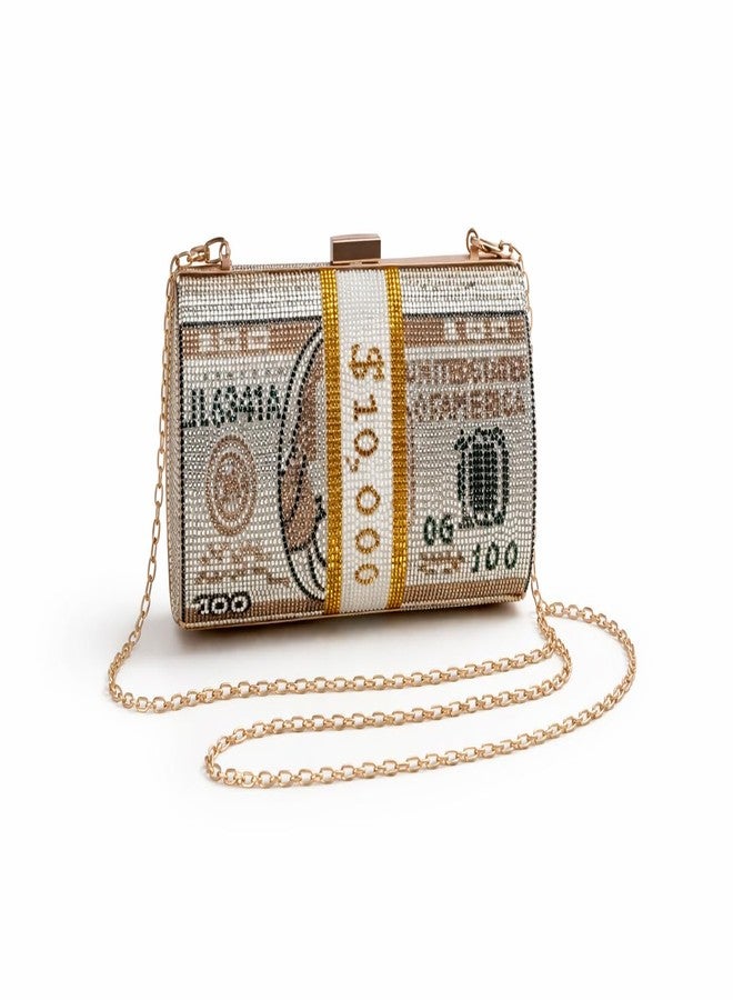 Tinth Women’s Designer Dollar Clutch Bag with Chain | Stylish Evening Sling Purse for Wedding, Festive & Special Occasions (Gold) - Image 2